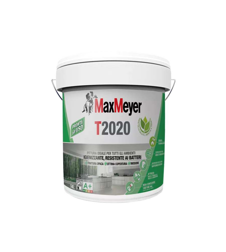 Max Meyer Pittura Murale Traspirante T2020 Bianco 14L - Igienizzante Alta Copertura