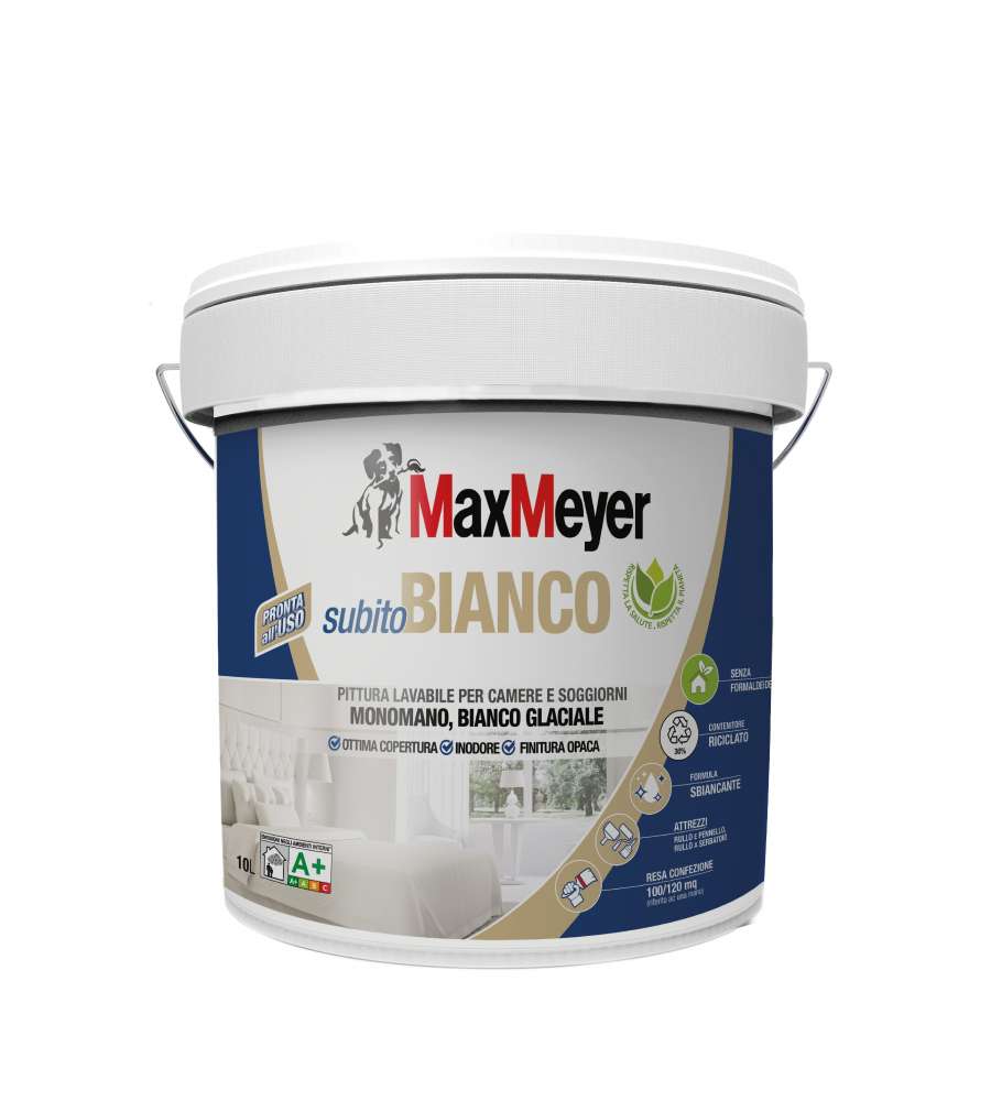 MaxMeyer Pittura Lavabile Subito - Bianco Glaciale - 10L