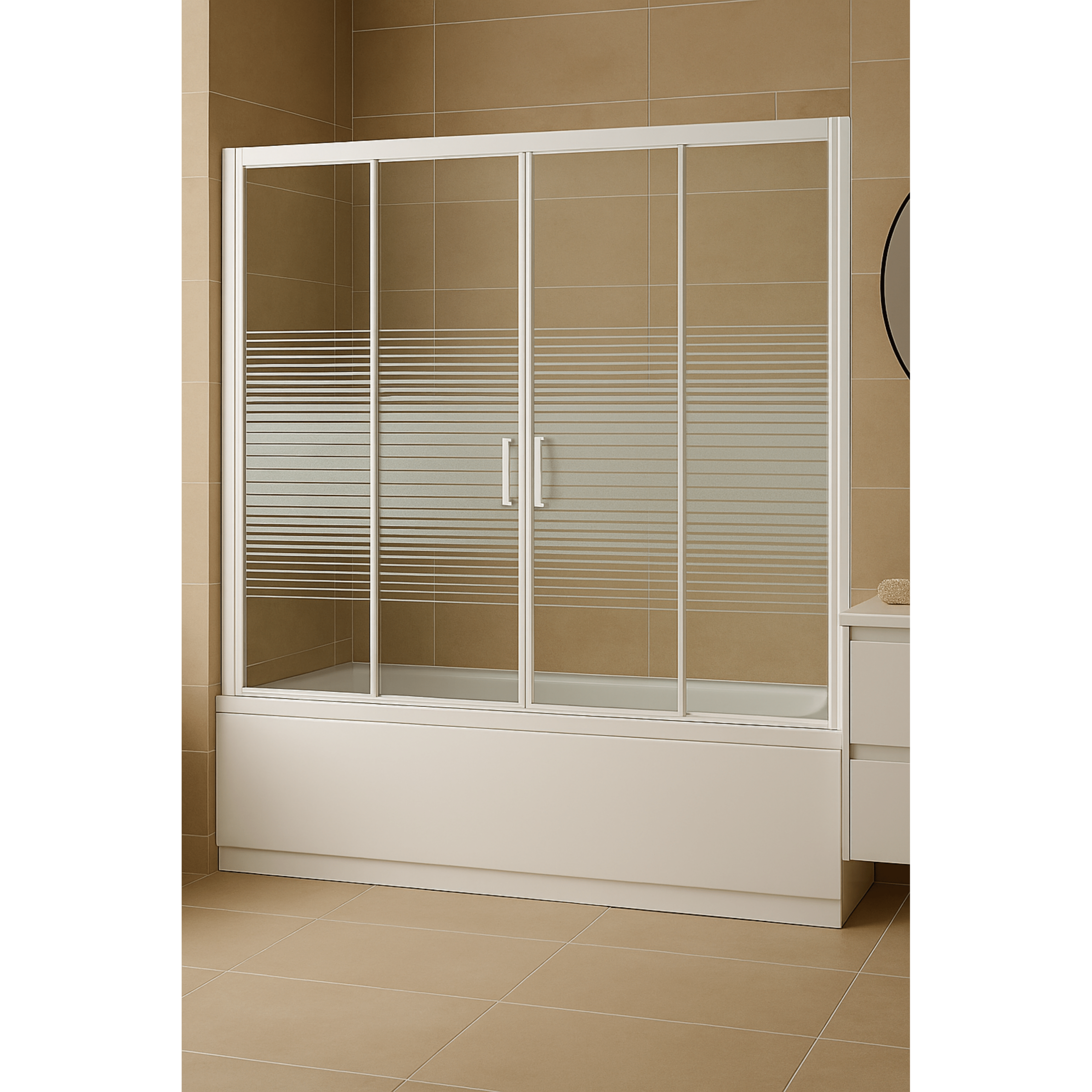 Parete Sopravasca a Due Ante Scorrevoli 150 Cm Giava Bianco/Vetro Laguna