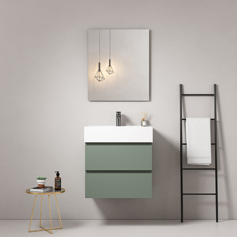 Mobile bagno sospeso 60 cm Verde Salvia Lavabo in Resina Specchio Quadro - Fiji Paint