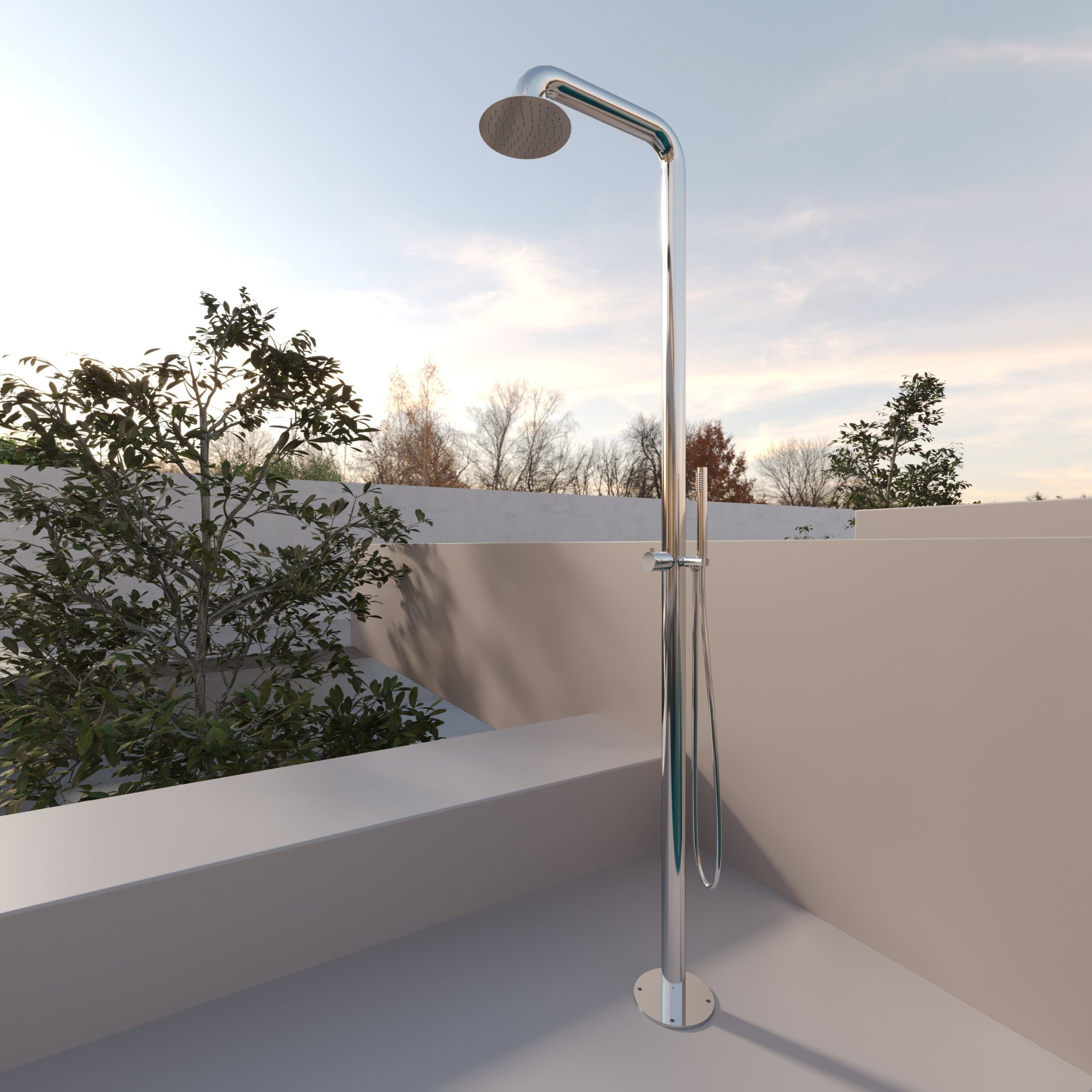 Colonna Doccia Per Esterno con Doccino in Acciaio Inox - Alba Plus