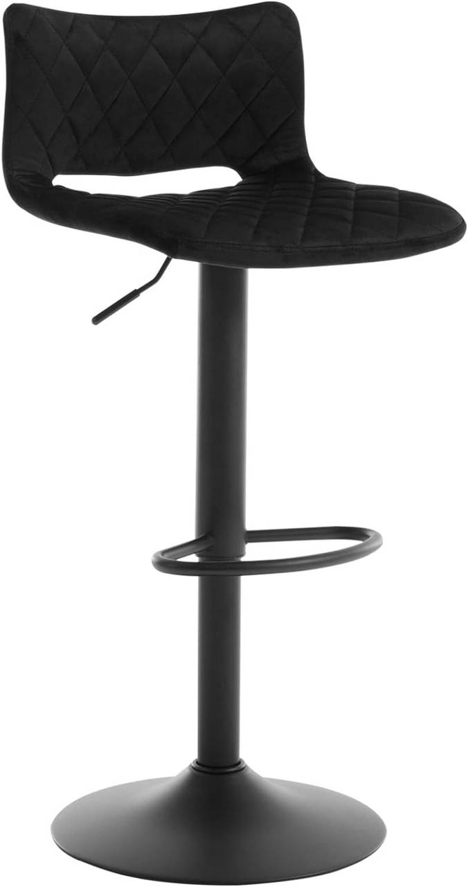 WOLTUSgabello da Bar, Regolabile in Altezza, Girevole, con Schienale, Imbottito, in Velluto