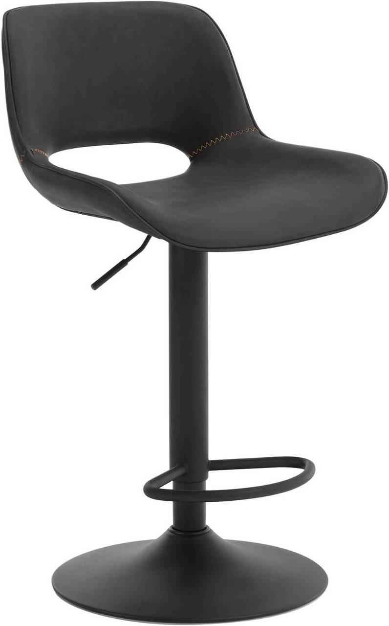 WOLTUSgabello da Bar, Regolabile in Altezza, Sgabello da Banco, con Poggiapiedi, in Metallo Finta Pelle