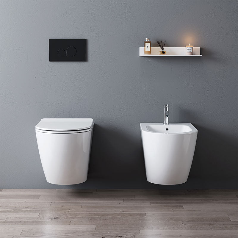 Coppia Sanitari Sospeso Diamante 52 Scarico Tornado Bianco Lucido Coprivaso Slim Soft Close - Meda