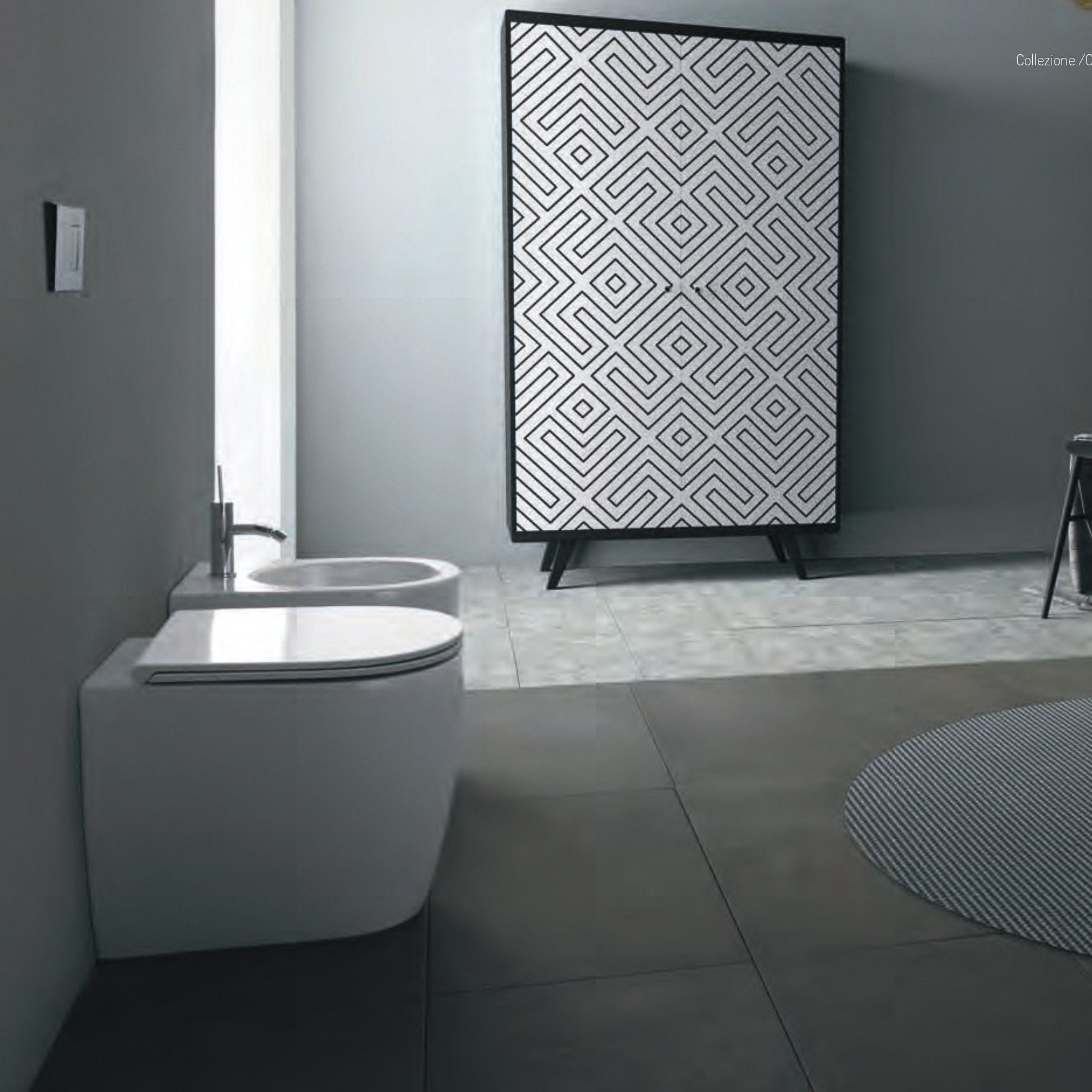 Coppia Sanitari Filomuro Rimless | Senza Brida Skip 55 - Disegno Ceramica