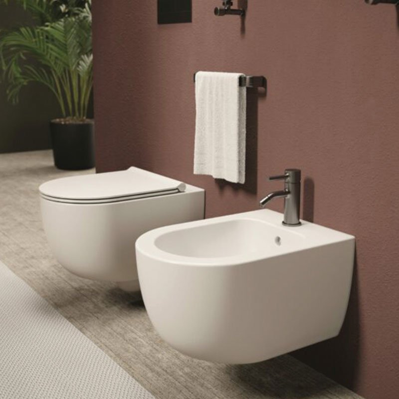 Coppia Sanitari Sospeso Unica 50 Bianco Lucido Coprivaso Slim - Alice