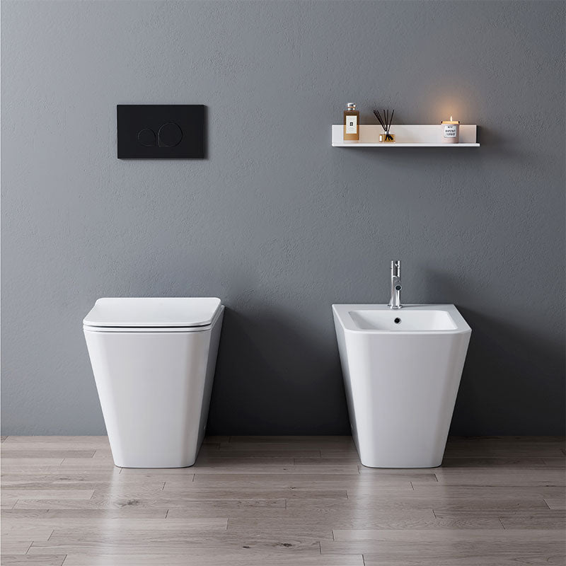 Coppia Sanitari Filomuro Zaffiro Bianco Lucido Coprivaso Slim Soft Close - Meda