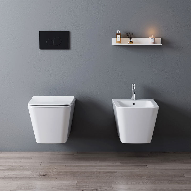 Coppia Sanitari Sospeso Zaffiro Scarico Tornado Bianco Lucido Coprivaso Slim Soft Close - Meda