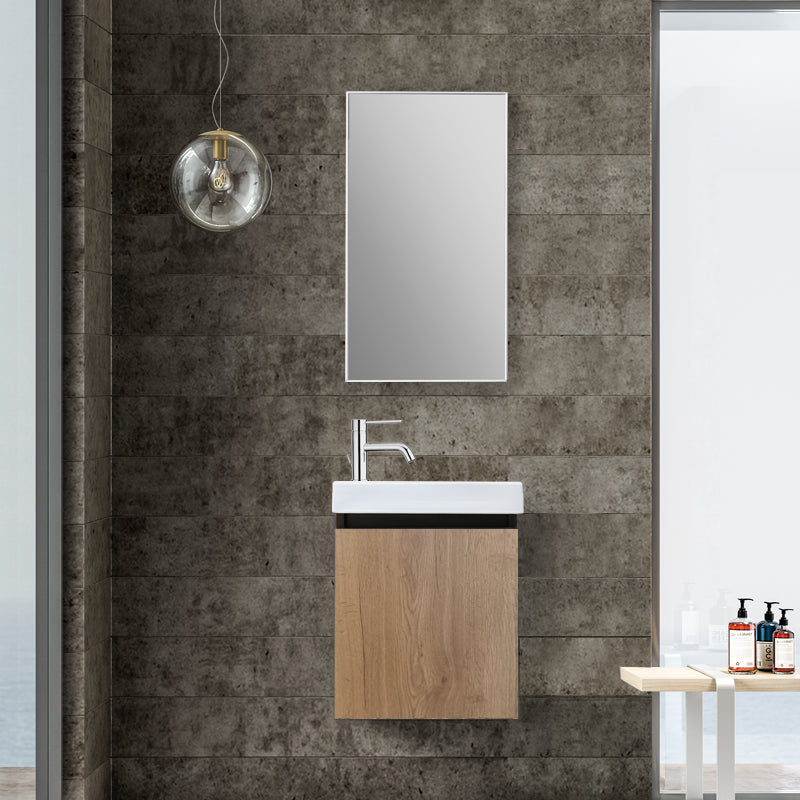Mobile Bagno Dublino 40 cm Rovere Brown Con Specchio - MedaHome