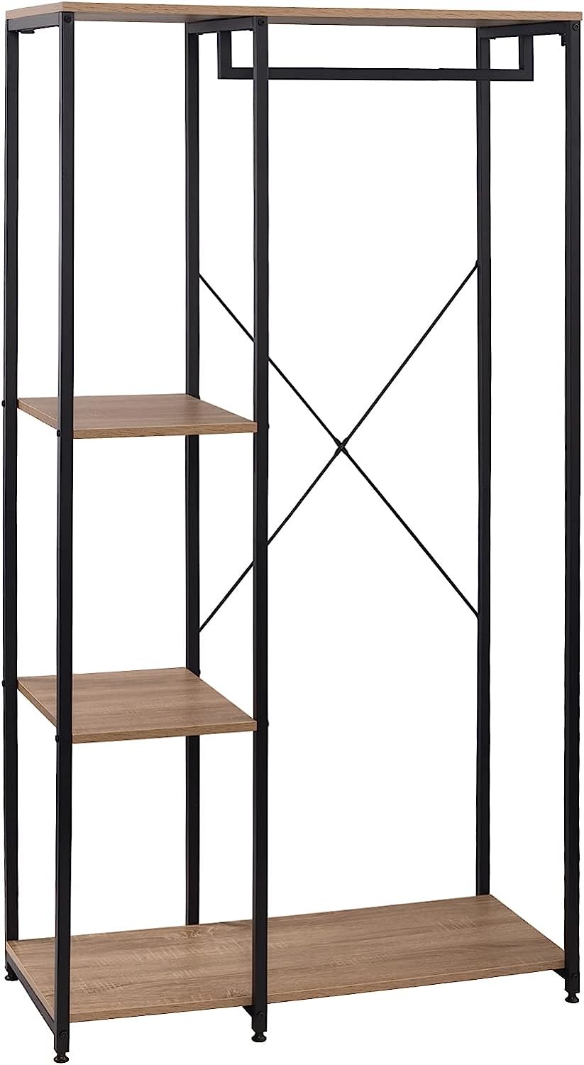 WOLTUAppendiabiti e Scarpiera con Ripiano, in Legno e Acciaio