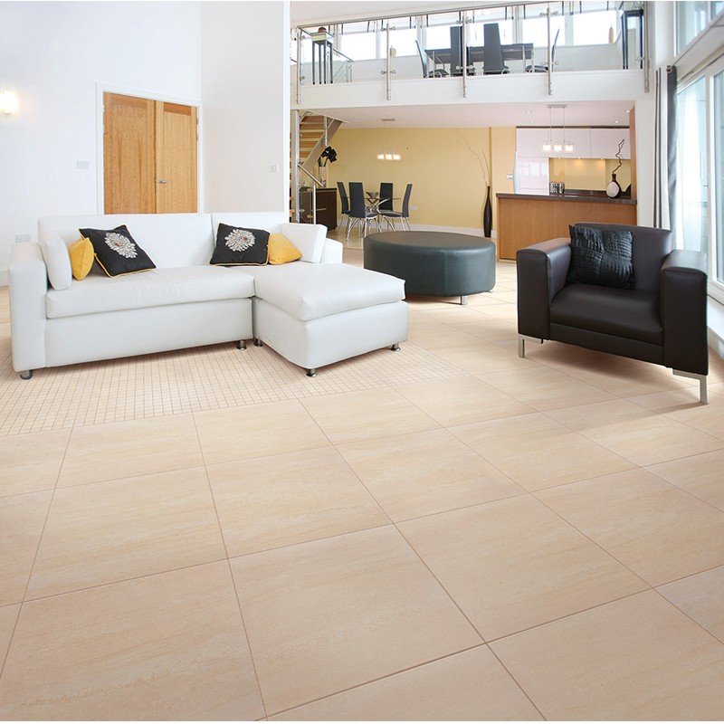 Gres Porcellanato Effetto Cemento Naturale 60x60 Beige Fusion - Sintesi