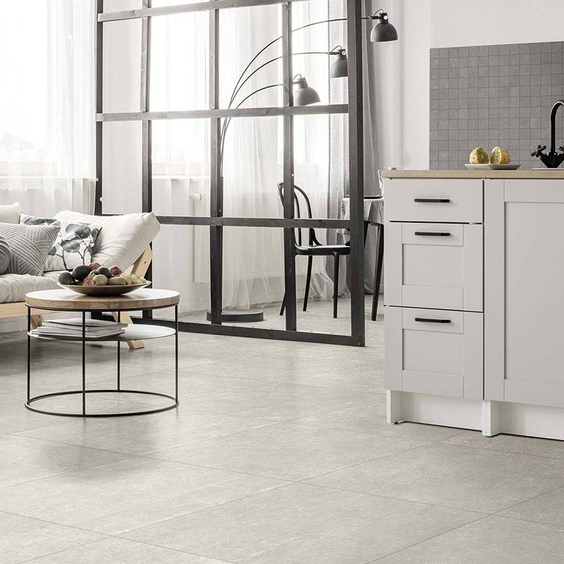 Gres Porcellanato Effetto Cemento Naturale 81x81 Bianco Evoq - Antica Ceramica Rubiera