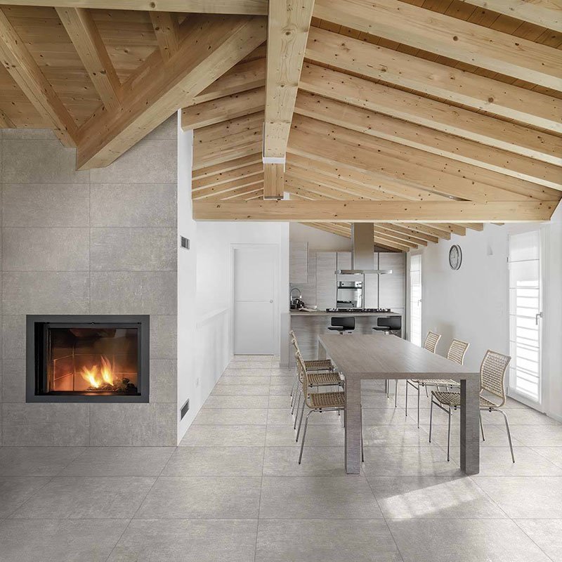 Gres Porcellanato Effetto Cemento Naturale 81x81 Bianco grigio Evoq - Antica Ceramica Rubiera