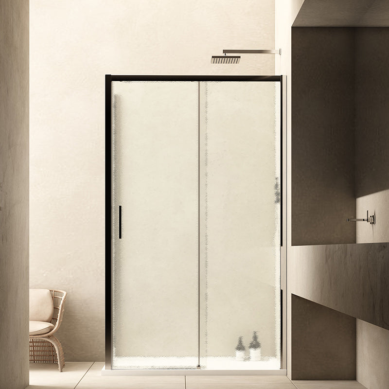 Porta Doccia 150 cm Scorrevole a Destra Vetro Martellato e Profilo Cromo - Rest