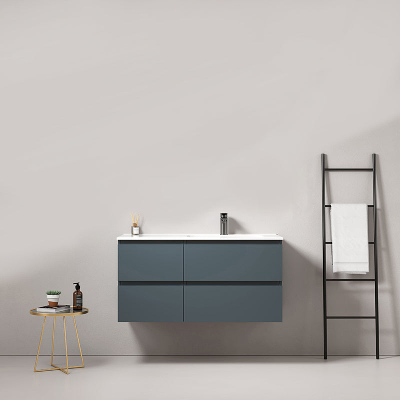 Mobile bagno sospeso 100 cm Blu Mare Lavabo a Destra in Ceramica Senza Specchio - Fiji Paint