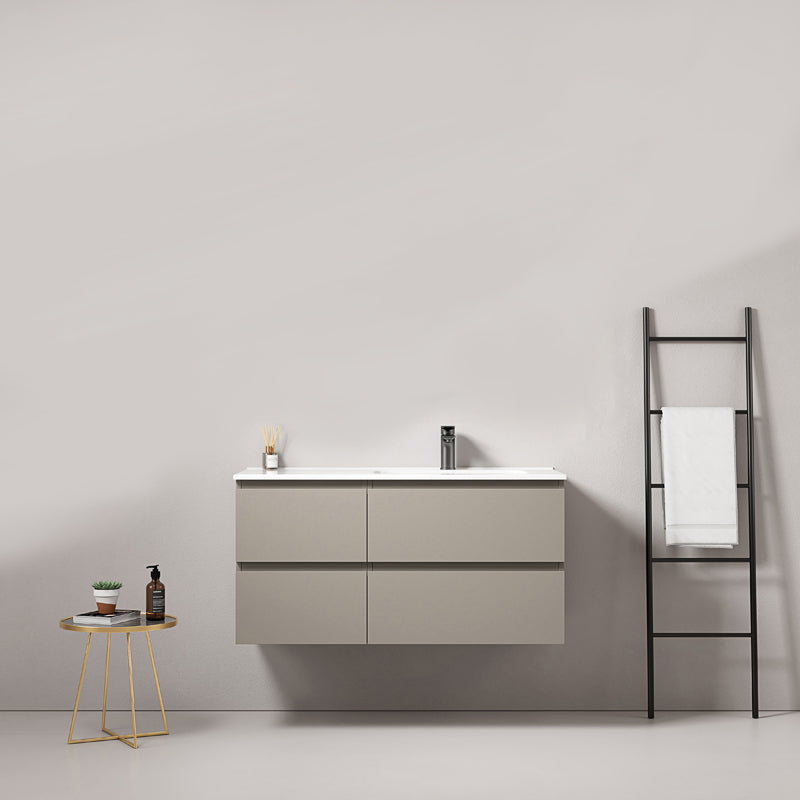 Mobile bagno sospeso 100 cm Grigio Cenere Lavabo a Destra in Ceramica Senza Specchio - Fiji Paint