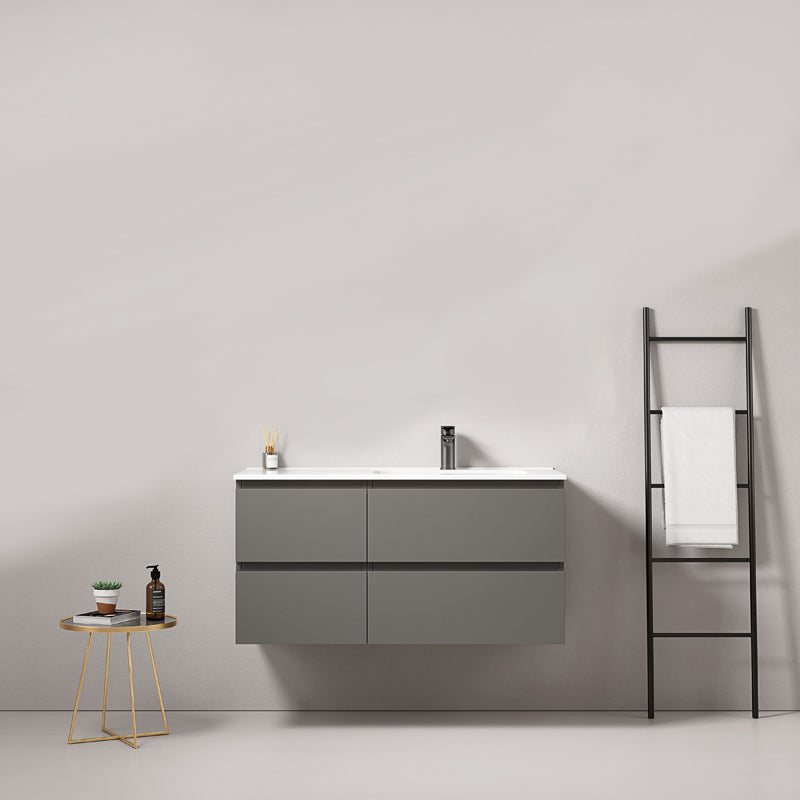 Mobile bagno sospeso 100 cm Grigio Londra Lavabo a Destra in Ceramica Senza Specchio - Fiji Paint