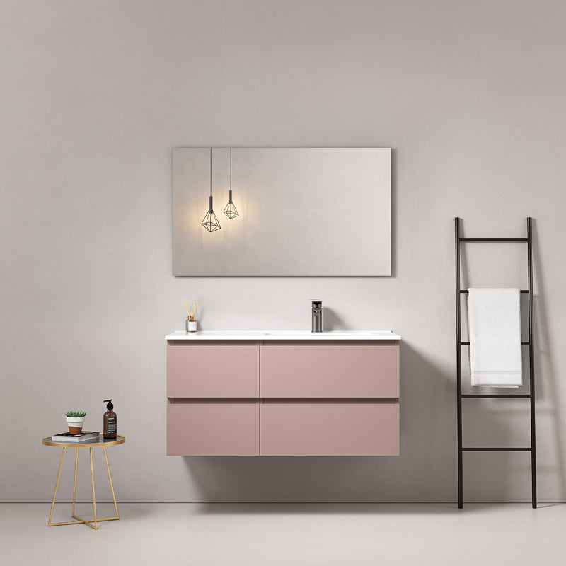 Mobile bagno sospeso 100 cm Rosa Retro Lavabo a Destra in Ceramica Specchio Quadro - Fiji Paint