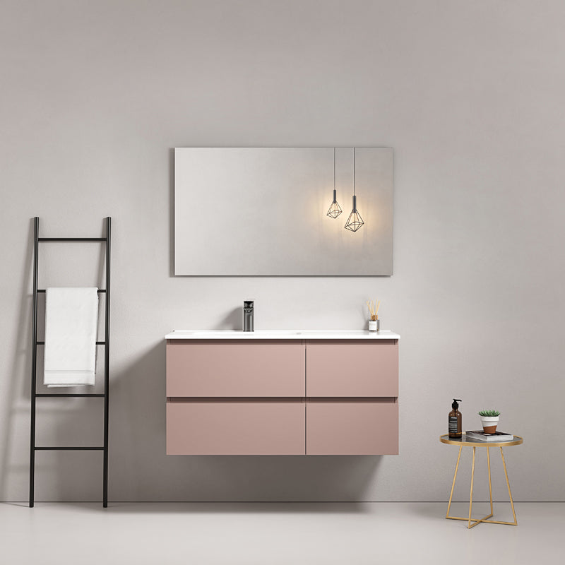 Mobile bagno sospeso 100 cm Rosa Retro Lavabo a Sinistra in Ceramica Specchio Quadro - Fiji Paint