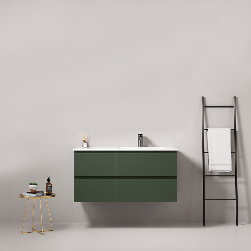 Mobile bagno sospeso 100 cm Verde Comodoro Lavabo a Destra in Ceramica Senza Specchio - Fiji Paint