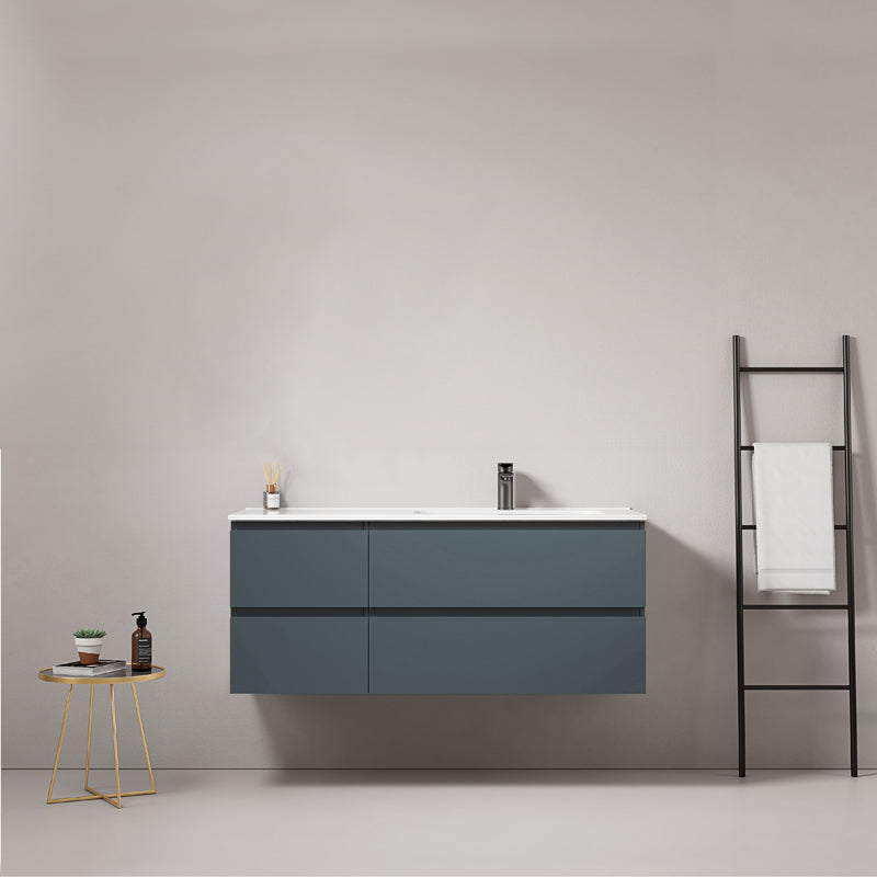Mobile bagno sospeso 120 cm Blu Mare Lavabo a Destra in Ceramica Senza Specchio - Fiji Paint