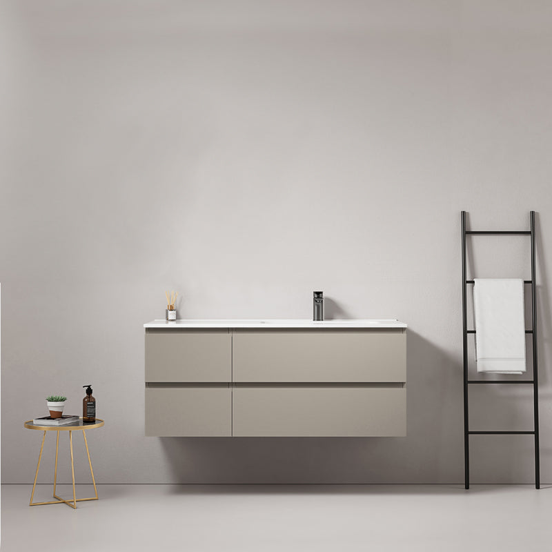 Mobile bagno sospeso 120 cm Grigio Cenere Lavabo a Destra in Ceramica Senza Specchio - Fiji Paint