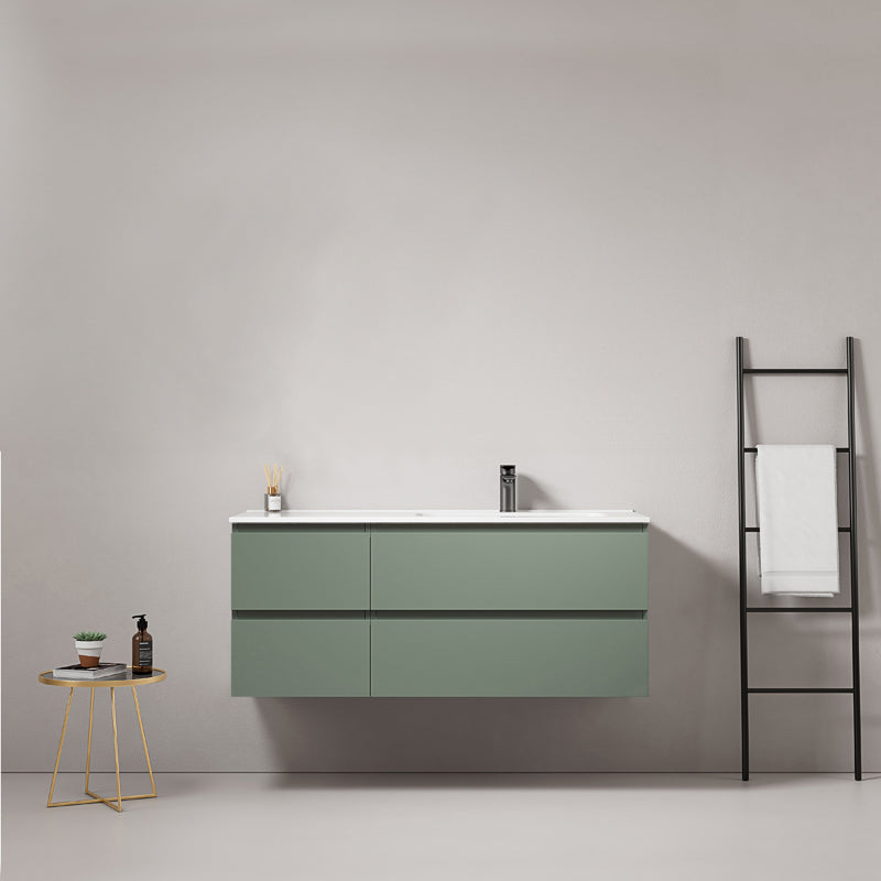 Mobile bagno sospeso 120 cm Verde Salvia Lavabo a Destra in Ceramica Senza Specchio - Fiji Paint