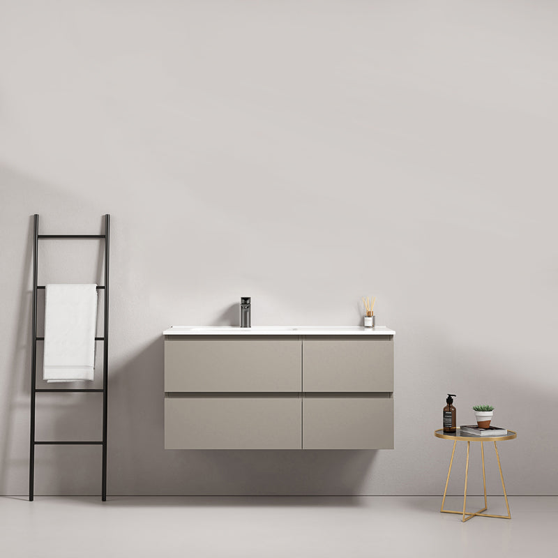 Mobile bagno sospeso 100 cm Grigio Cenere Lavabo a Sinistra in Ceramica Senza Specchio - Fiji Paint