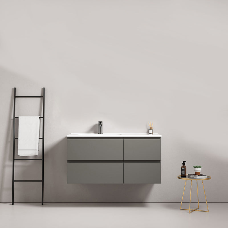 Mobile bagno sospeso 100 cm Grigio Londra Lavabo a Sinistra in Ceramica Senza Specchio - Fiji Paint