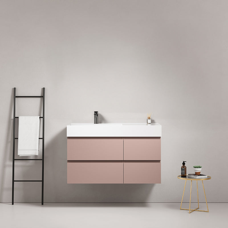 Mobile bagno sospeso 100 cm Rosa Retro Lavabo a Sinistra in Resina Senza Specchio - Fiji Paint