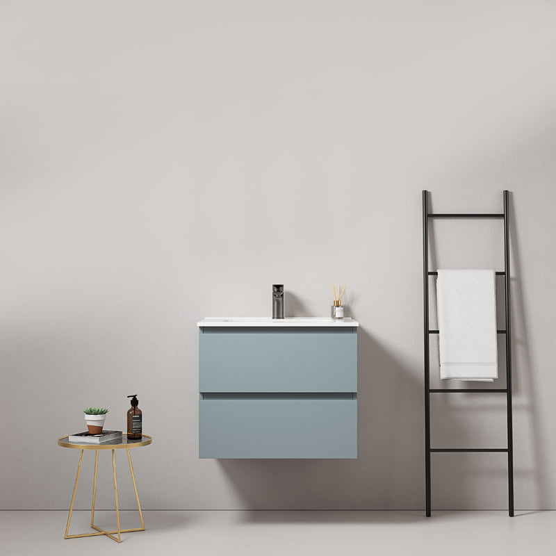 Mobile bagno sospeso 60 cm Blu Avio Lavabo in Ceramica Senza Specchio - Fiji Paint