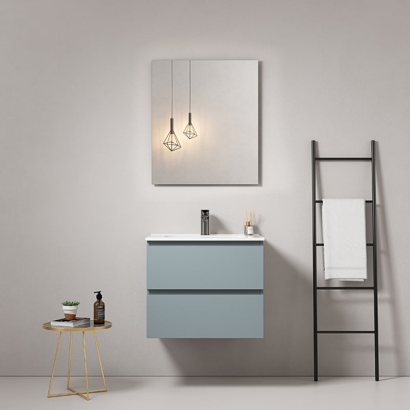 Mobile bagno sospeso 60 cm Blu Avio Lavabo in Ceramica Specchio Quadro - Fiji Paint