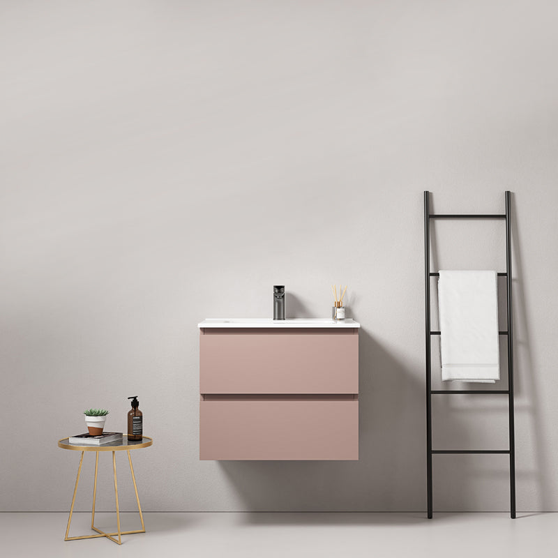 Mobile bagno sospeso 60 cm Rosa Retro Lavabo in Ceramica Senza Specchio - Fiji Paint