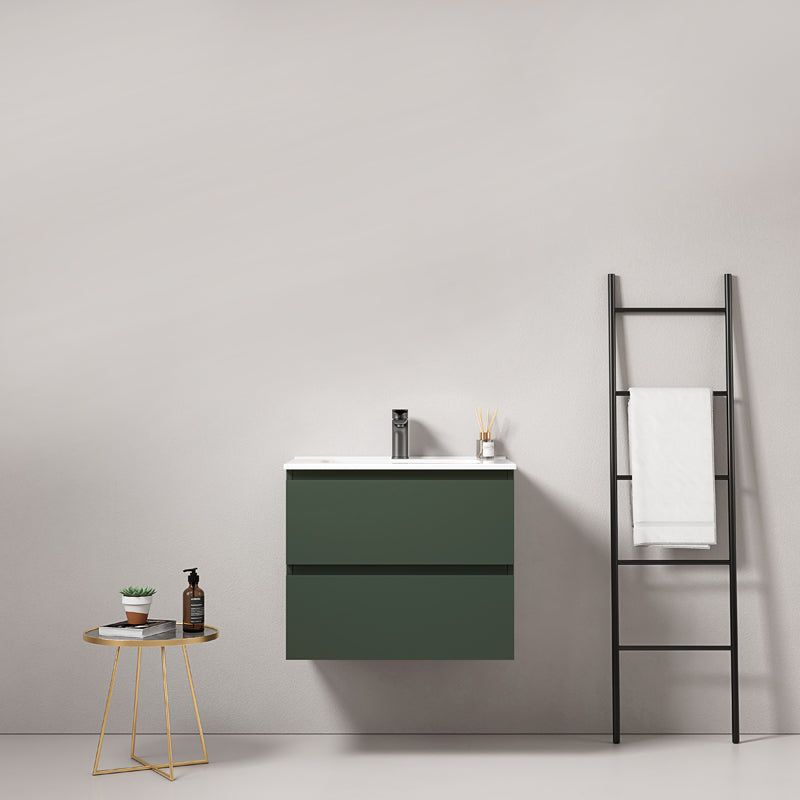 Mobile bagno sospeso 60 cm Verde Comodoro Lavabo in Ceramica Senza Specchio - Fiji Paint