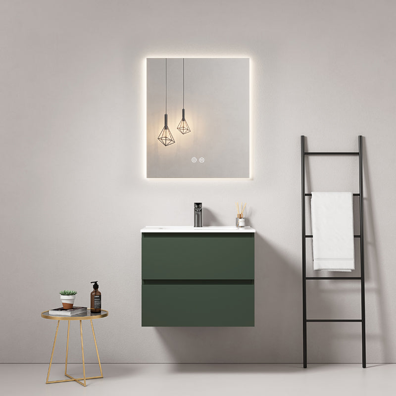 Mobile bagno sospeso 60 cm Verde Comodoro Lavabo in Ceramica Specchio Quadro Retroilluminato - Fiji Paint