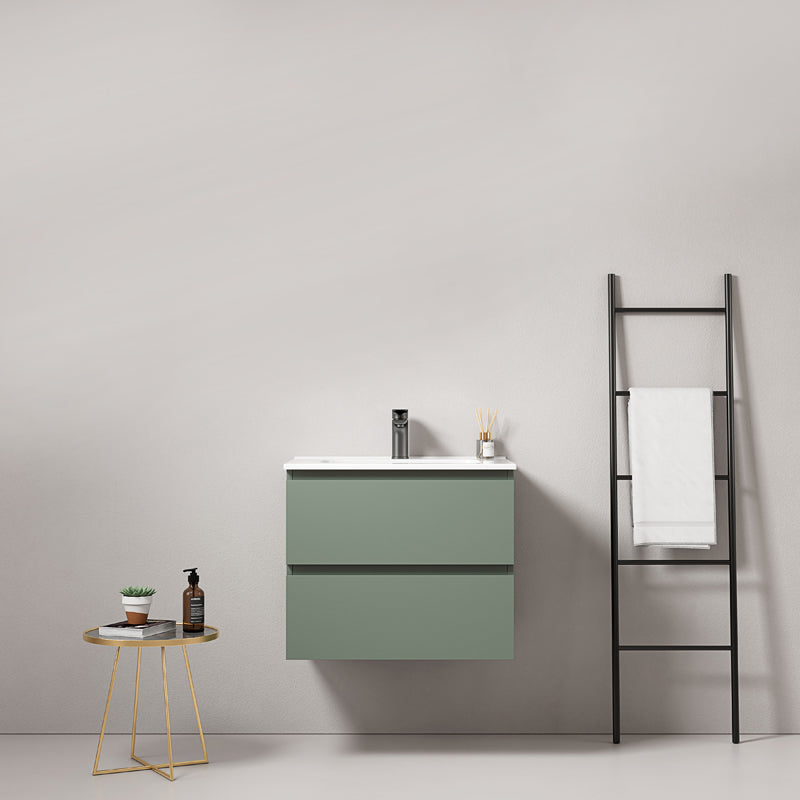 Mobile bagno sospeso 60 cm Verde Salvia Lavabo in Ceramica Senza Specchio - Fiji Paint