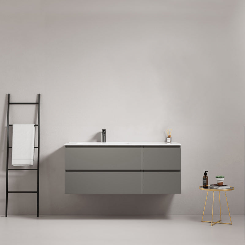 Mobile bagno sospeso 120 cm Grigio Londra Lavabo a Sinistra in Ceramica Senza Specchio - Fiji Paint