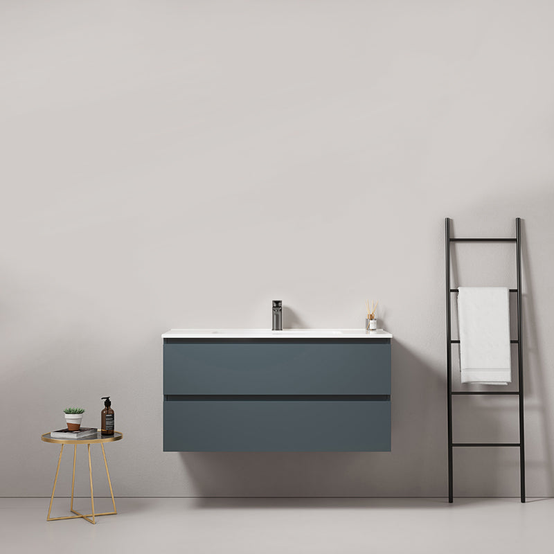 Mobile bagno sospeso 80 cm Blu Mare Lavabo in Ceramica Senza Specchio - Fiji Paint