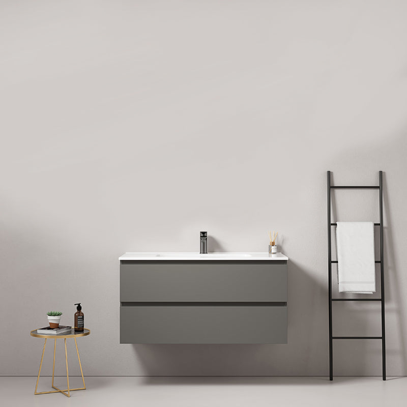 Mobile bagno sospeso 80 cm Grigio Londra Lavabo in Ceramica Senza Specchio - Fiji Paint