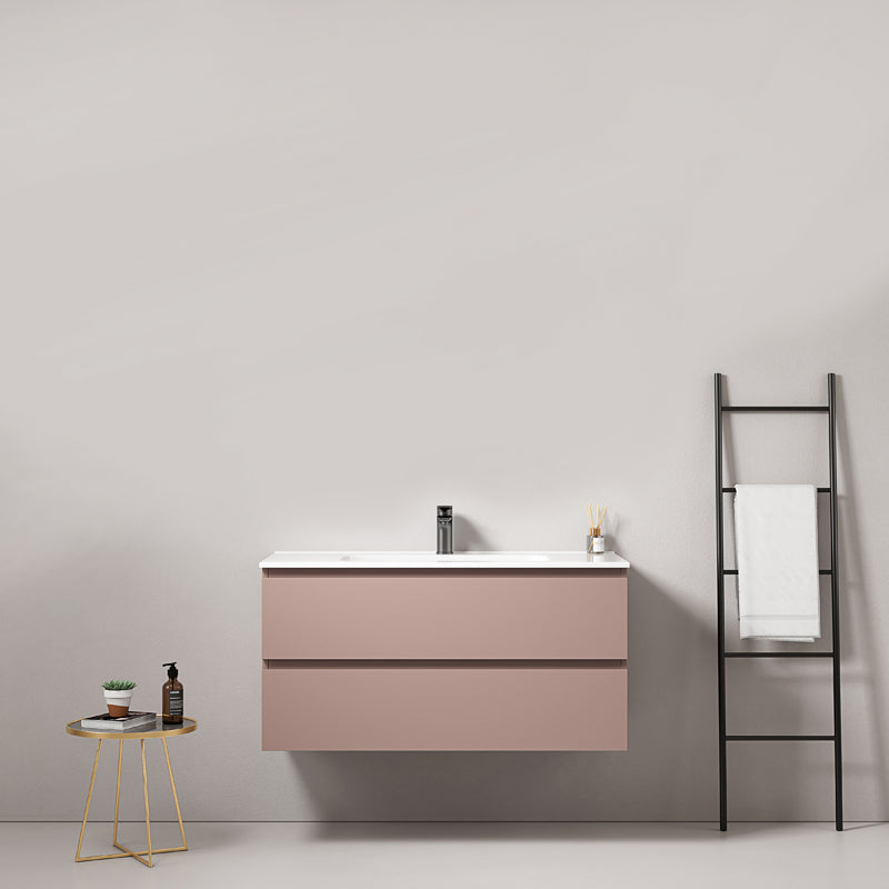 Mobile bagno sospeso 80 cm Rosa Retro Lavabo in Ceramica Senza Specchio - Fiji Paint