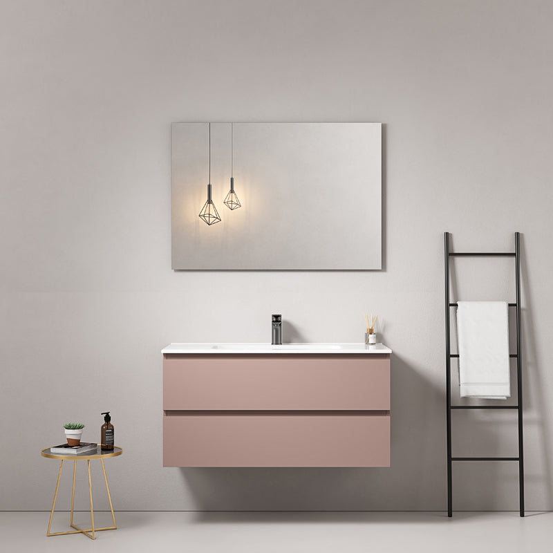 Mobile bagno sospeso 80 cm Rosa Retro Lavabo in Ceramica Specchio Quadro - Fiji Paint