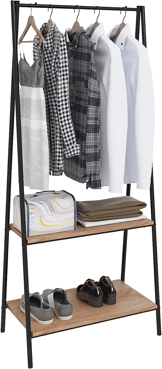 WOLTUAppendiabiti Appendiabiti Portabiancheria con Ripiano, Scarpiera Scaffali