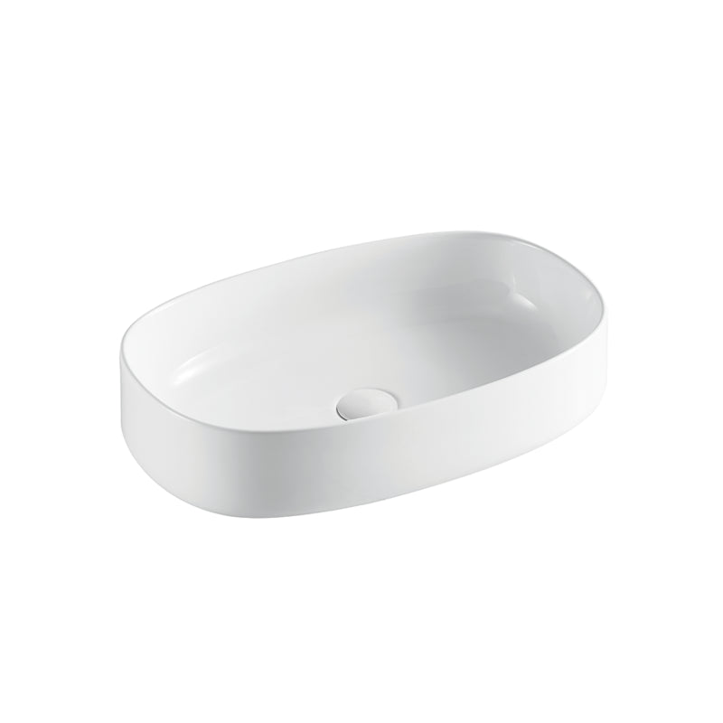 Lavabo Da Appoggio Ovale Bianco Lucido Piletta Inclusa - Zafferano