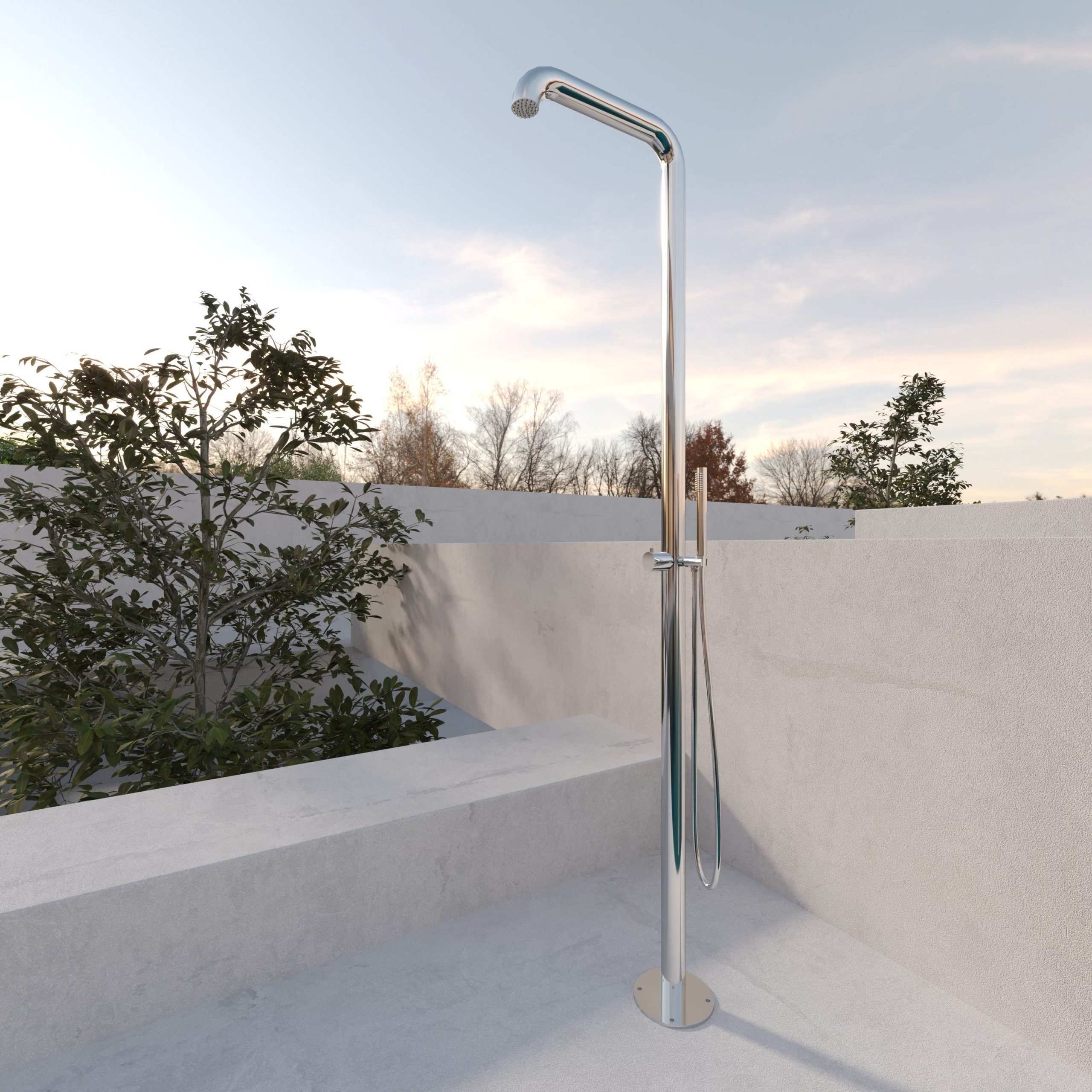 Colonna Doccia Per Esterno con Doccino in Acciaio Inox - Lia Plus