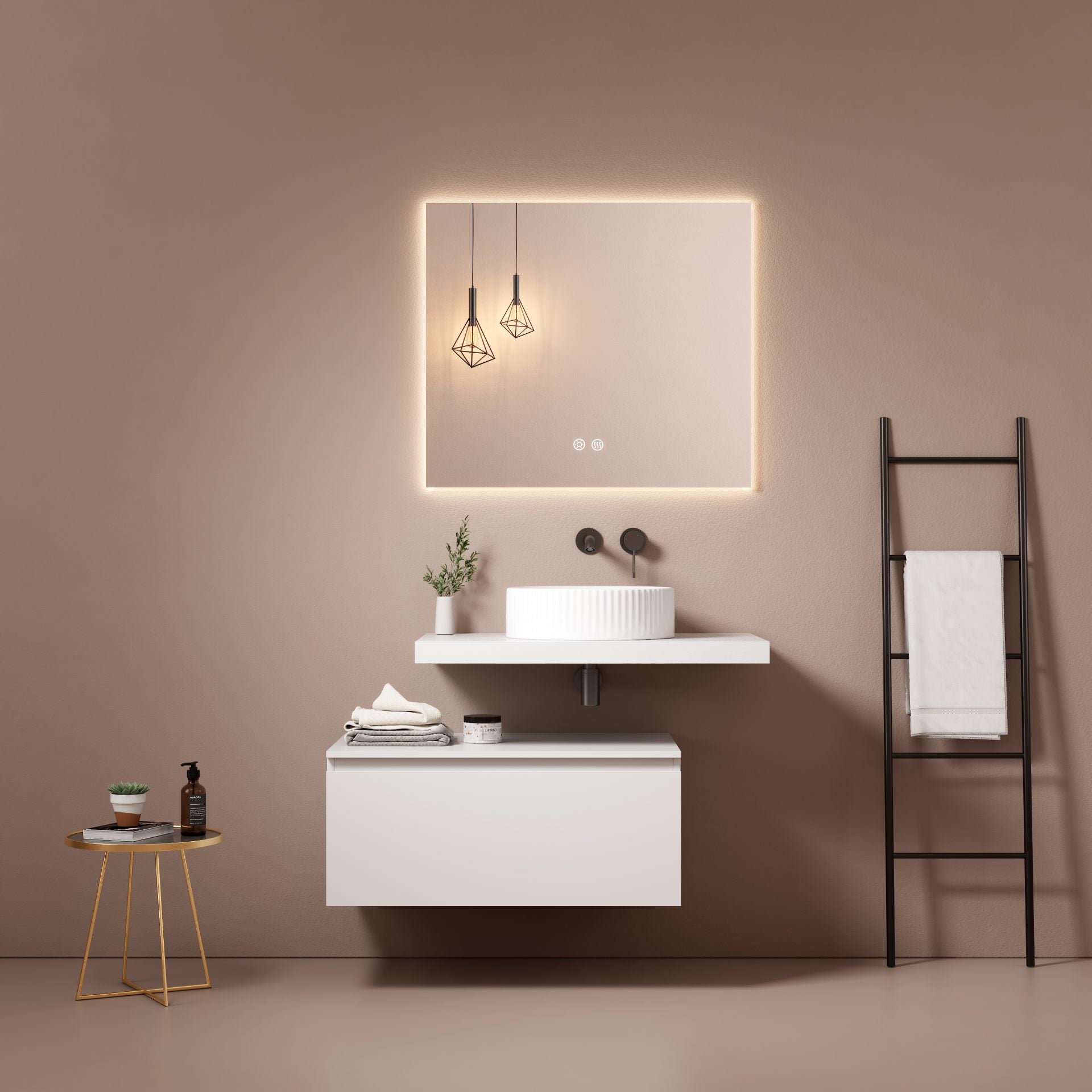 Mensolone Sospeso 60 cm Bianco - Fiji Wood