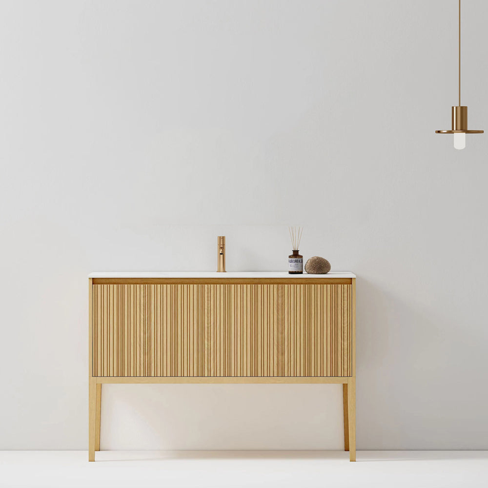 Mobile Bagno 120 cm A Terra Rovere Chiaro Senza Specchio - Pace