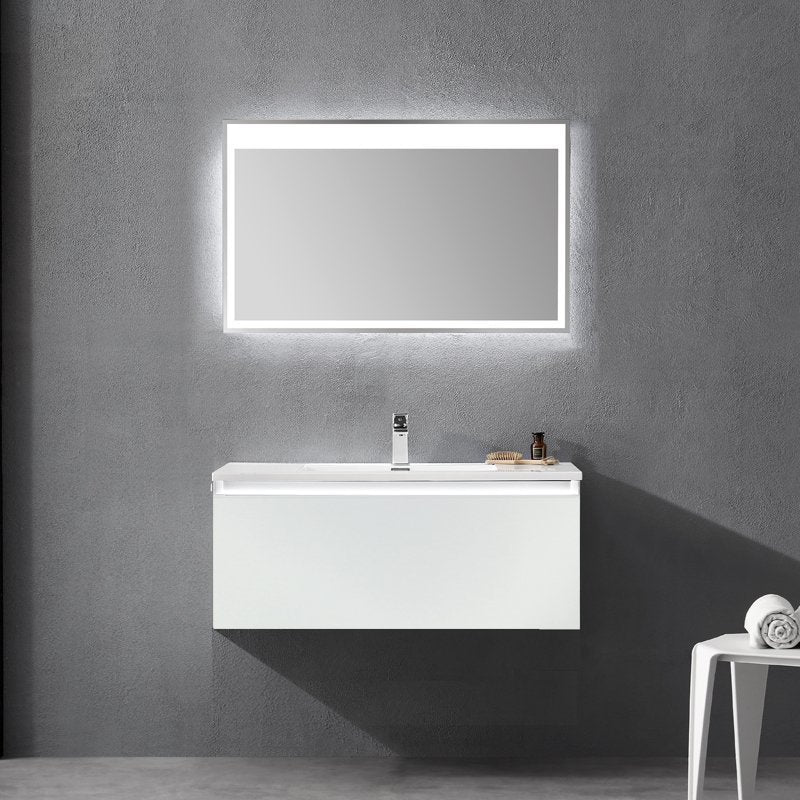Mobile Bagno Santiago 100 cm White Glossy - MedaHome