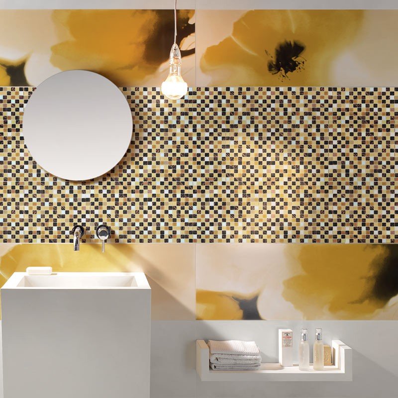 Mosaico in Pasta di Vetro 32.7x32.7 Multicolor Miscela Ipnotica Lucido - MedaHome