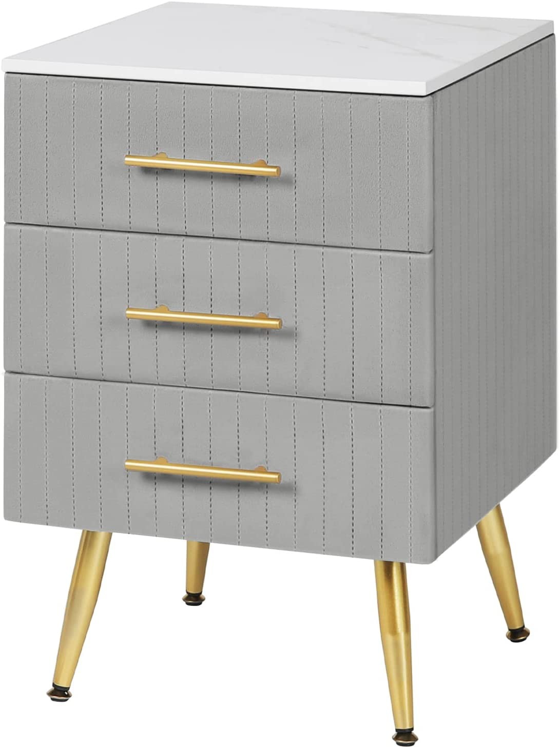 WOLTUComodino, 3 Cassetti in Legno Massiccio, Alta Capacità di Carico, 40,5X41X60cm, Grigio