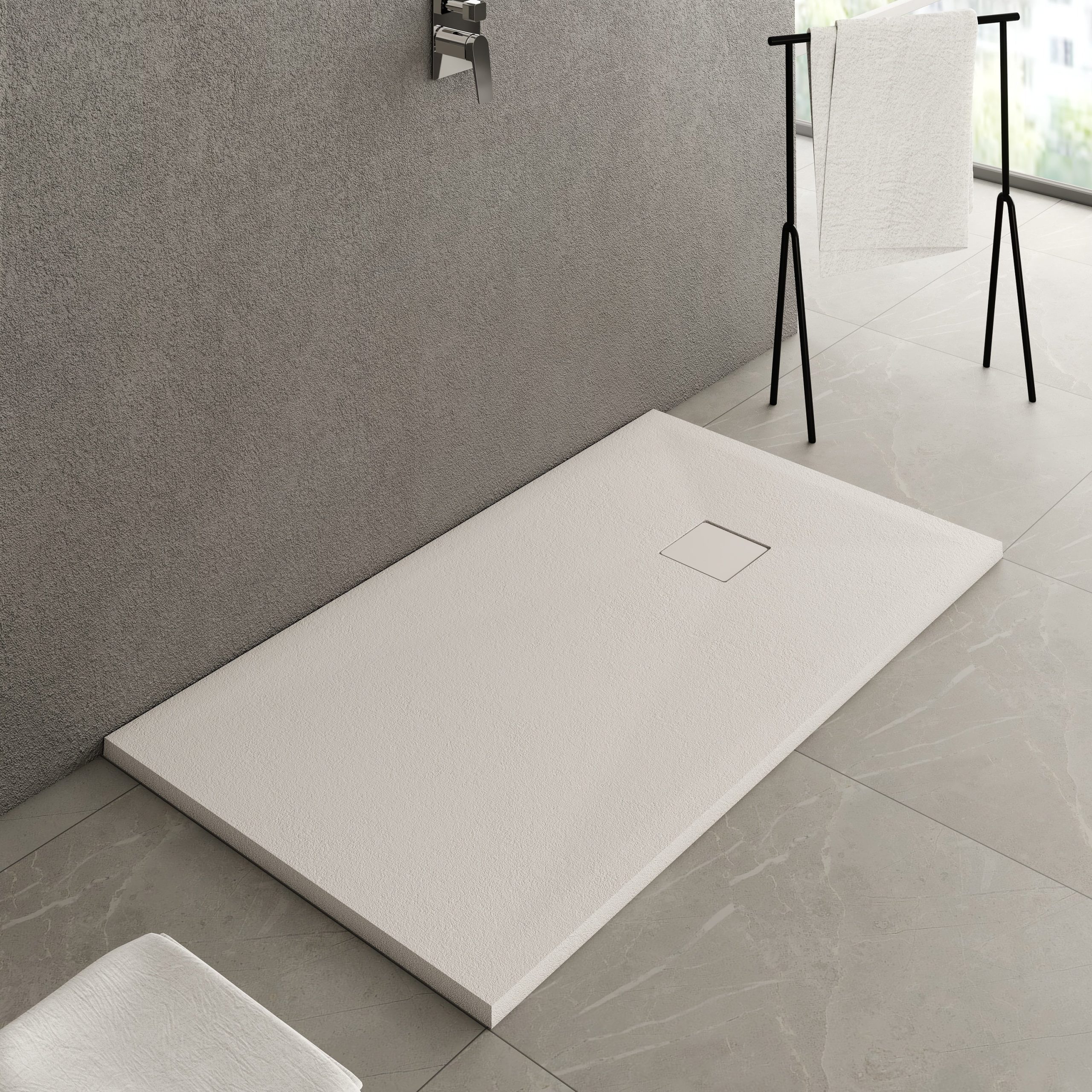 Piatto Doccia 70x90 cm in Resina e Gelcoat Bianco Con Piletta - Meda